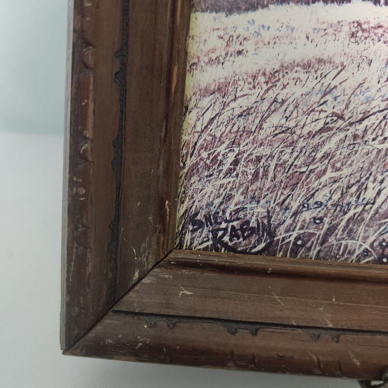 Countryside Barn Landscape Vintage Framed Pic By Shelli Rabin. Handcarved Wood. gallery