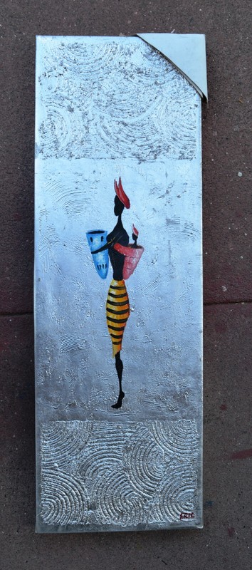 AFRICAN BLACK AMERICAN FOLK ART HAND PAINTED 12X36″ CANVAS NOT PRINT S473 GIFT