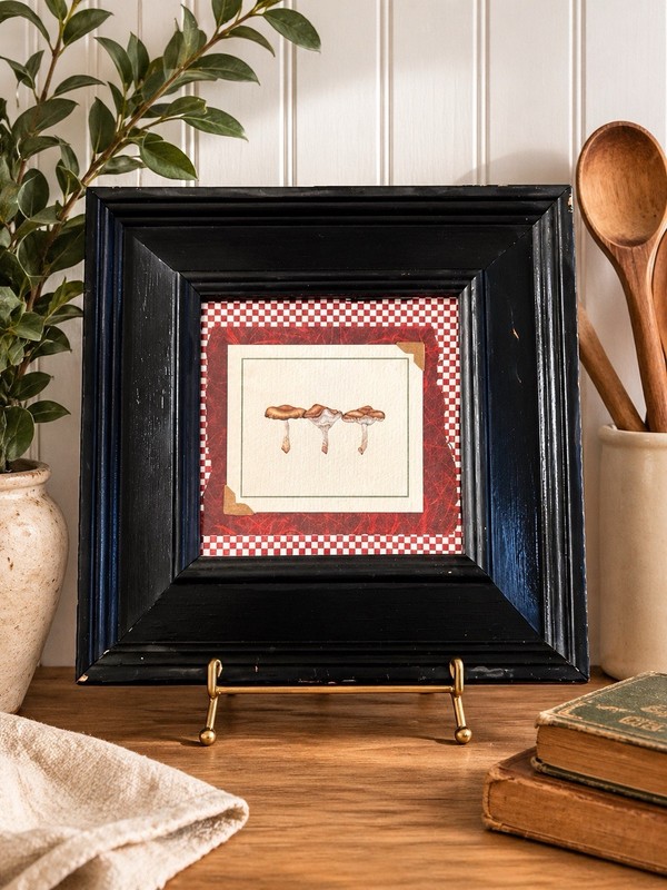 Framed Mushroom Botanical Print Black Frame Kitchen Cottagecore Wall Art