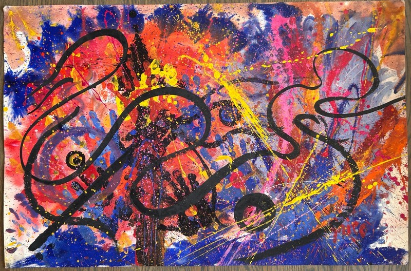 HENDRIK GRISE Large Signed Original Abstract Expressionist Painting Mixed Media