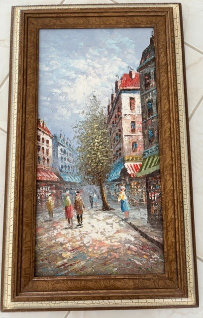 Caroline Burnett Paris on Canvas Original Oil Painting Framed Signed