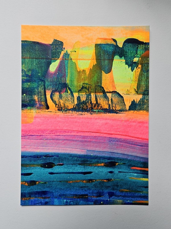 5″x7″ Abstract Landscape #11, Jackie T Creates, Scrape Art Acrylic Painting