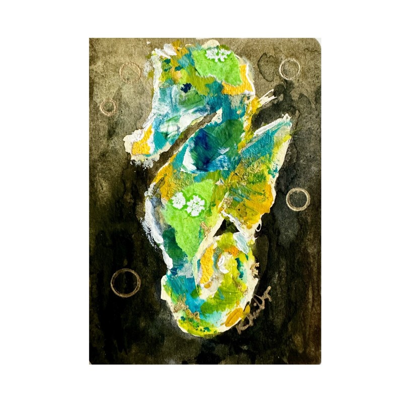 Original ACEO ATC Painting Seahorse Animals Ocean Wildlife Miniature Small Art