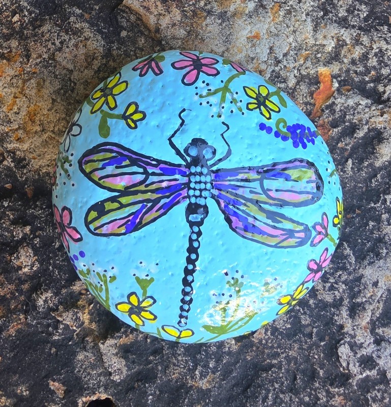  Hand Painted Kindness Rock painting Art Gift dragonfly faith painting 