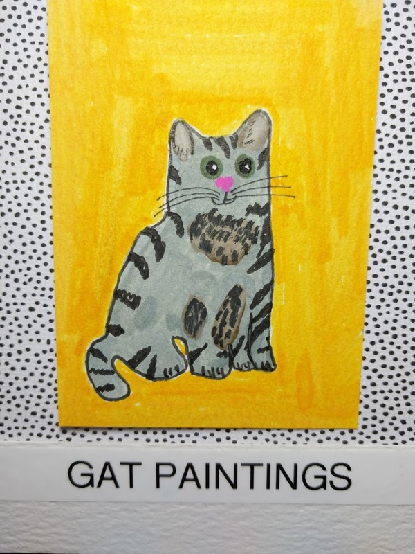 ACEO Original Art Painting Cat Whimsical Animal Miniature COLLECTIBLE by GAT gallery