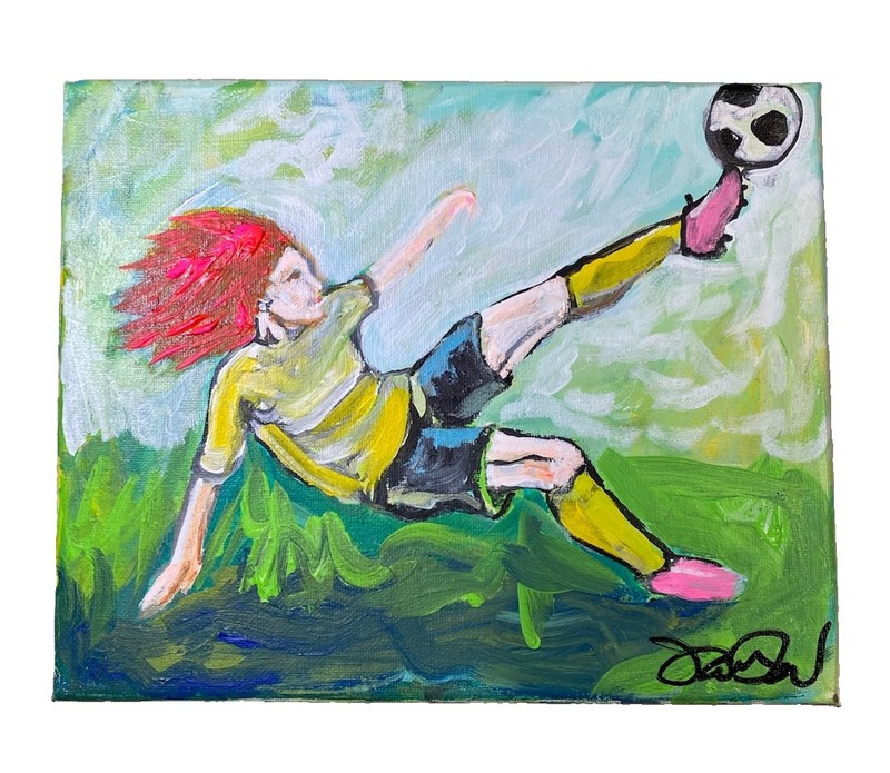 Soccer Player, 8×10”,Acrylic/Canvas,Signed, Handmade, COA