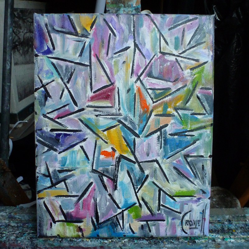 A POINT IN TIME abstract NEW oil painting 8x10 canvas original signed Crowell gallery