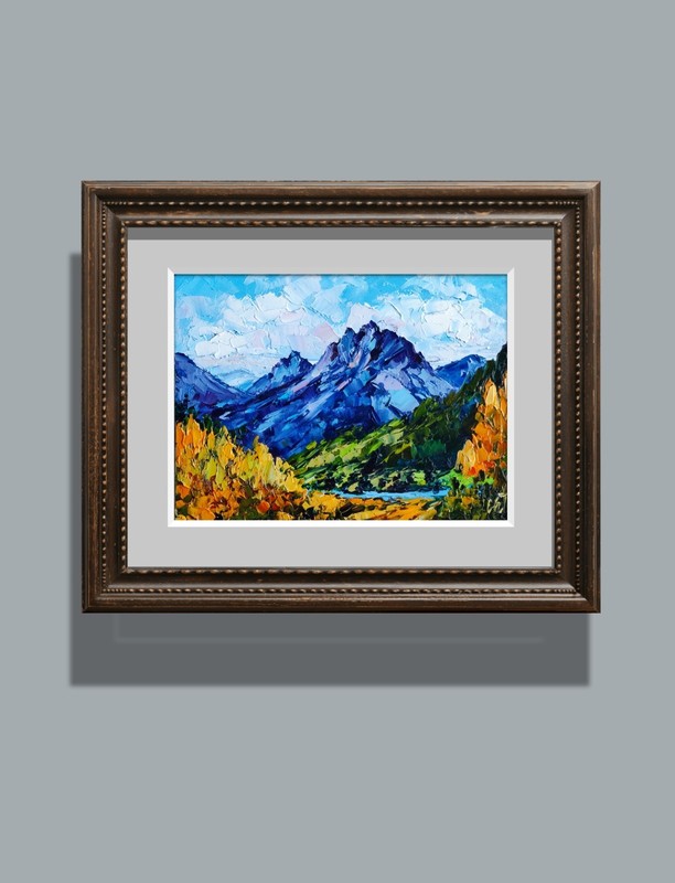 original oil painting Colorado Mountain Autumn Landscape Small wall art 6*8 in gallery