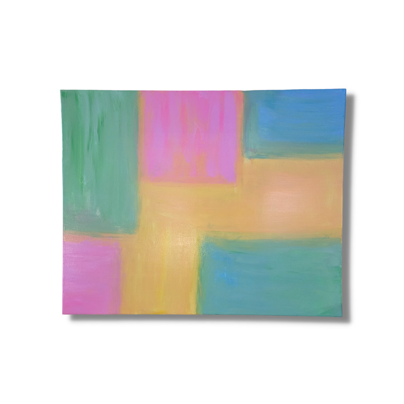 Pink Yellow Green Blue Abstract Acrylic Original Painting 30 x 24 Rosalie Millen