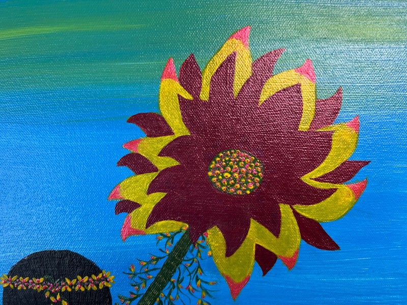 Floral Farewell (New) 24x20x3/4 inch hand painted acrylic w/textured flowers gallery