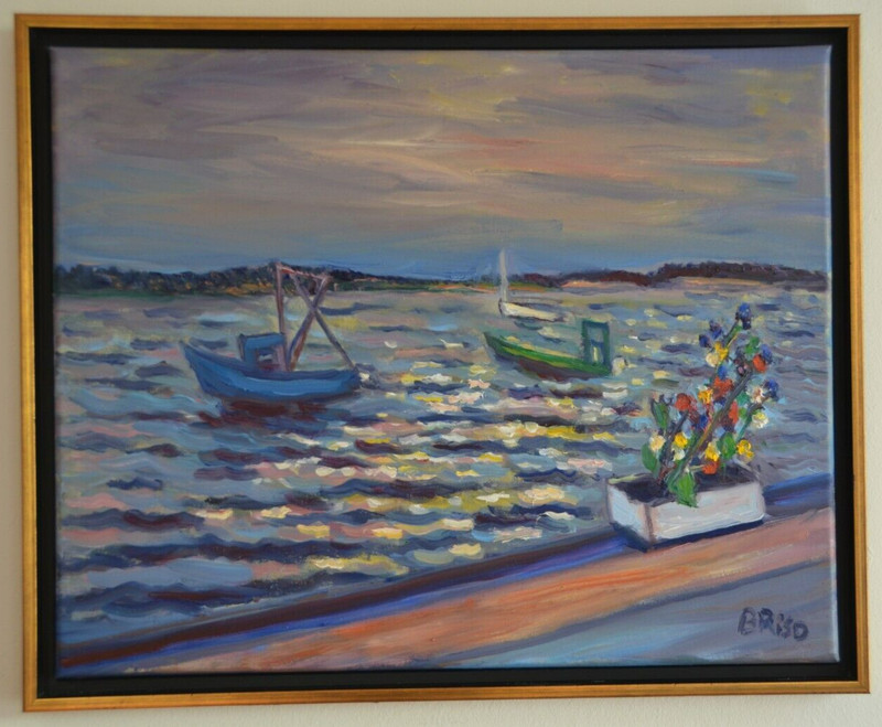 Beth Riso Original Fine Art Oil Painting Wellfleet Harbor, WellFleet, Cape Cod