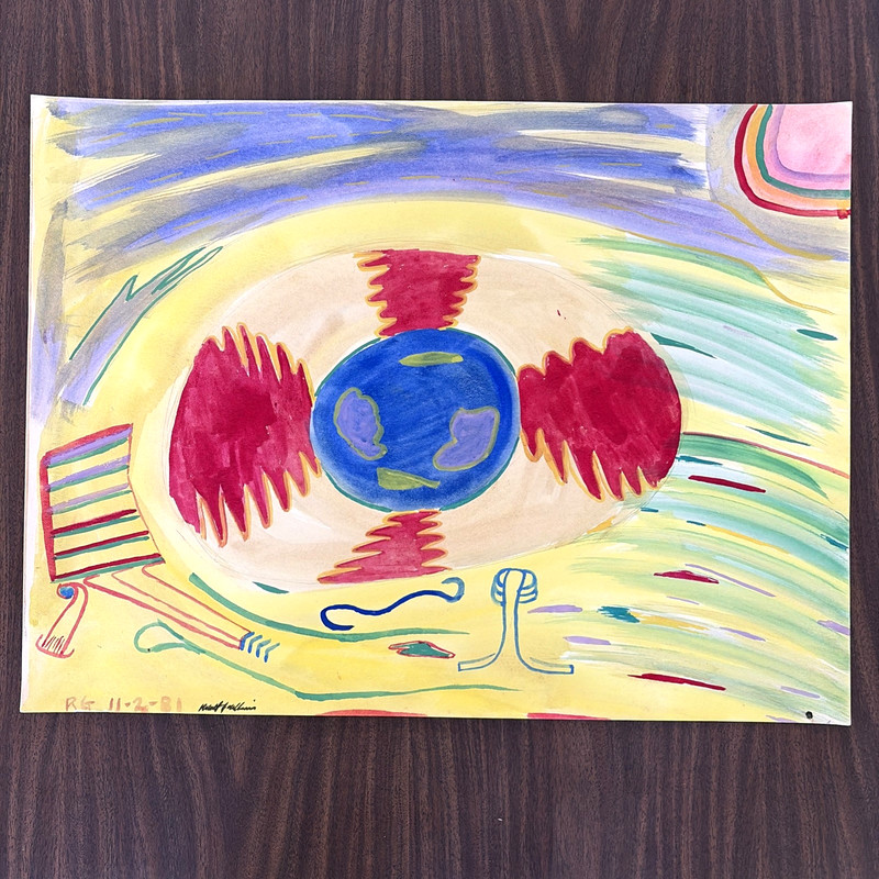 Vintage 80s Outsider Art Eyeball Close up Painting Robert Gilkerson 24×18″