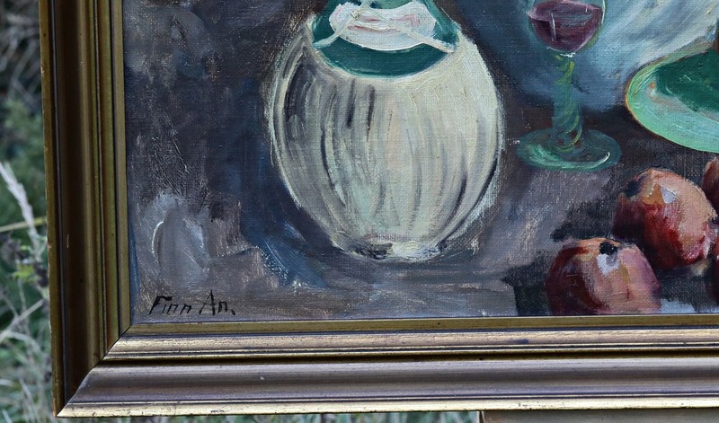 Finn Andersen – Still Life With Flowers, Fruits, And Jug – Oil On Canvas gallery