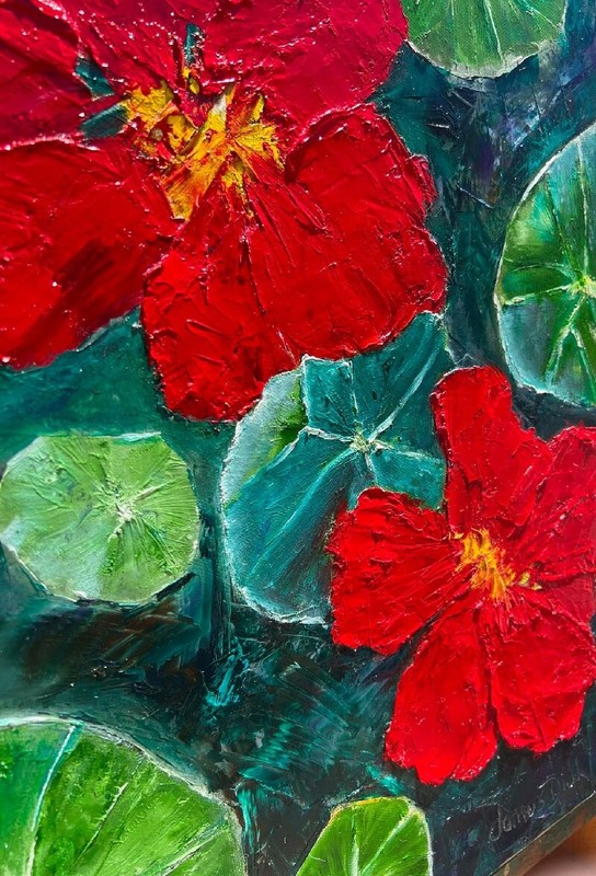 Nasturtium Plant by James Dick | Impressionist | Oil Painting | Floral gallery