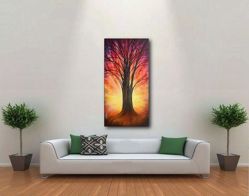 vertical landscape Tree of life movement depth red yellow life Michael Lang gallery