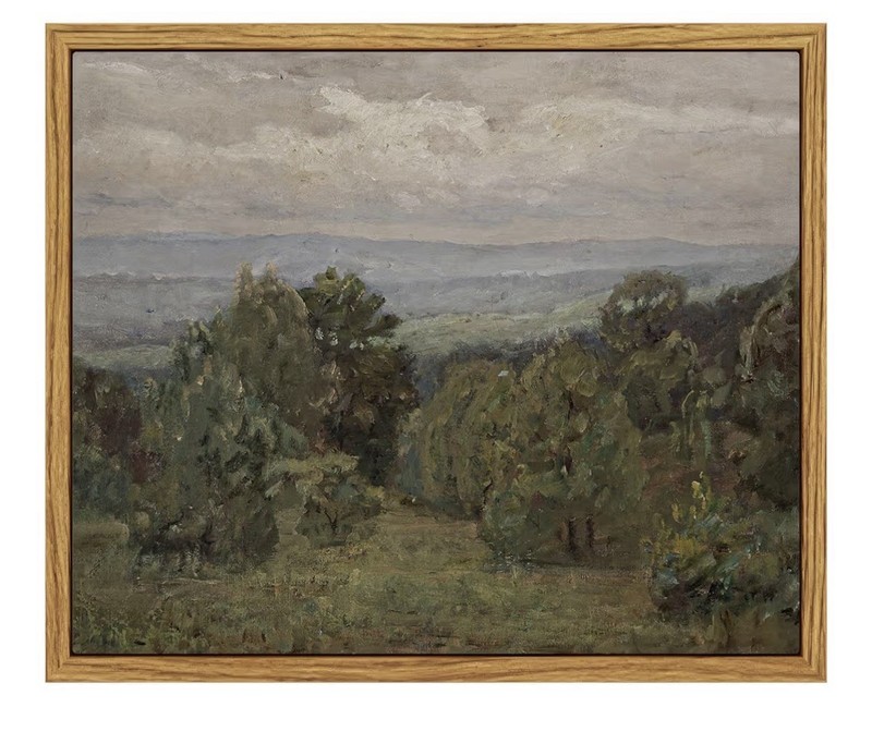 Blue Ridge Mountains Impressionist Framed Canvas Art – 8×10 Rustic Farmhouse