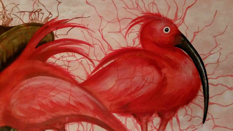 original art animal red birds painting figurative decorative realism home decor gallery