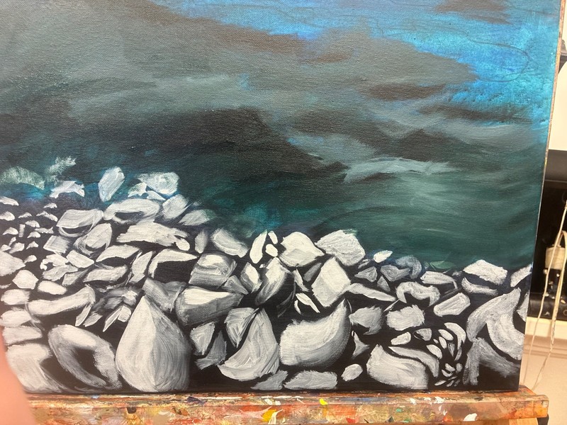 Along the reservoir , Acrylic Painting - 16x20 Hand Painted Artwork on Canvas gallery