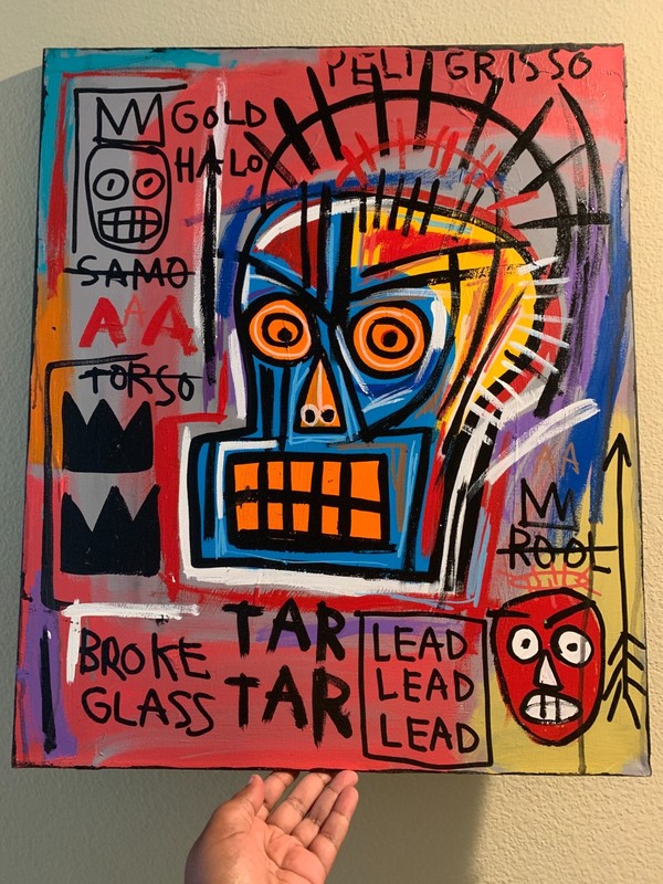 Rare Vintage 1985 Jean Michel Basquiat original Painting 20 x 24 with appraisal