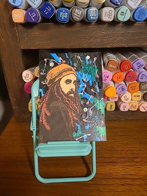 Original Painting ACEO Card Dreadlocks Isreal Abstract Background Raggae Music I gallery