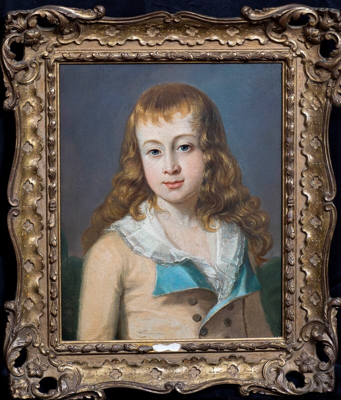 Fine 18th Century German School Portrait Of A Boy Antique Oil Painting