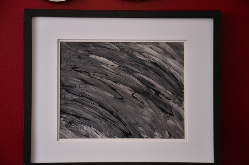 Abstract textured painting 11"X14" with 16"X20" double matted frame gallery