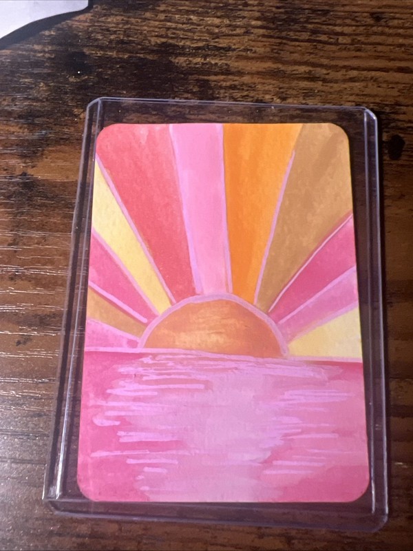 ACEO Art Card Pink Orange Yellow Sunrise