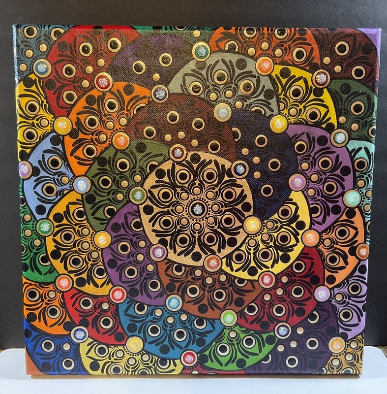 12” x 12” Color explosion Mandala Canvas – By JaDeL On YouTube