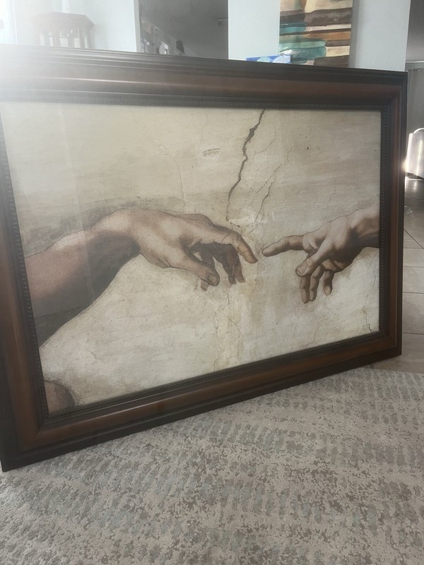 The Creation of Adam Canvas Reprint with $300 Custom Frame – Classic Wall Art