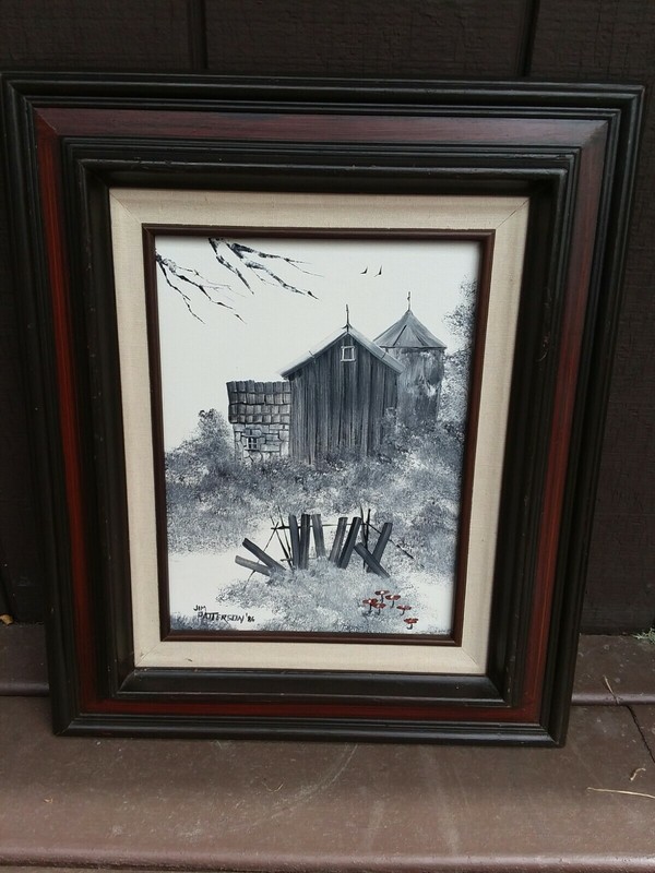 1986 Jim Patterson Framed Wisconsin Barn Art Oil On Canvas
