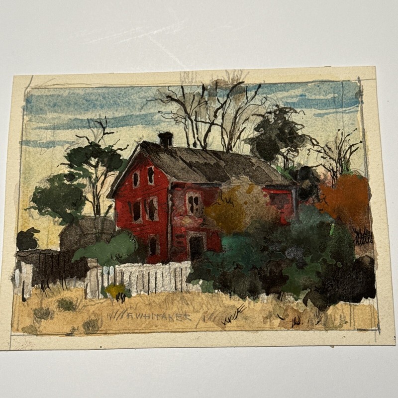 FREDERICK WHITAKER PAINTING AMERICAN REGIONALISM HISTORIC HOME SMALL FAMOUS ART