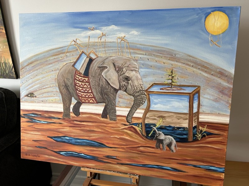 Original Art Surrealism Symbolism XL Gallery Canvas Oil Painting Gina Lemelin