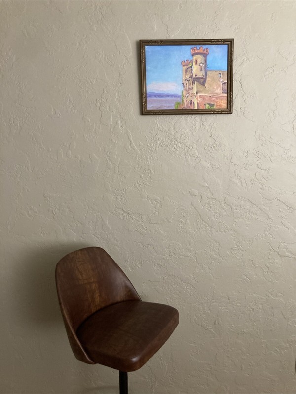 Vintage Original Oil -Plein Air Impressionist Architecture Landscape -Signed gallery