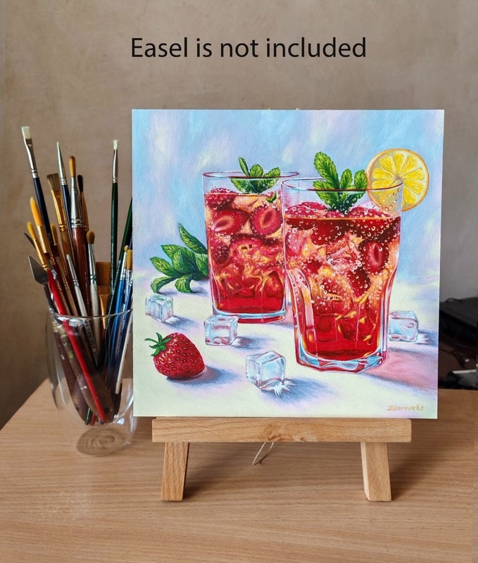 Strawberry Red Cocktail Painting Drink and Food Kitchen Art Still Life Bar Art gallery