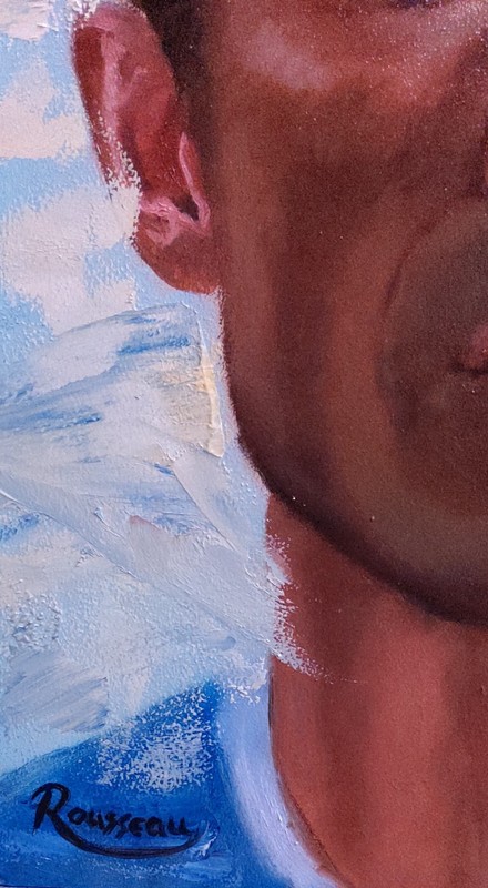 Modern Portrait of a Man - original oil painting signed Rousseau Canadian artist gallery