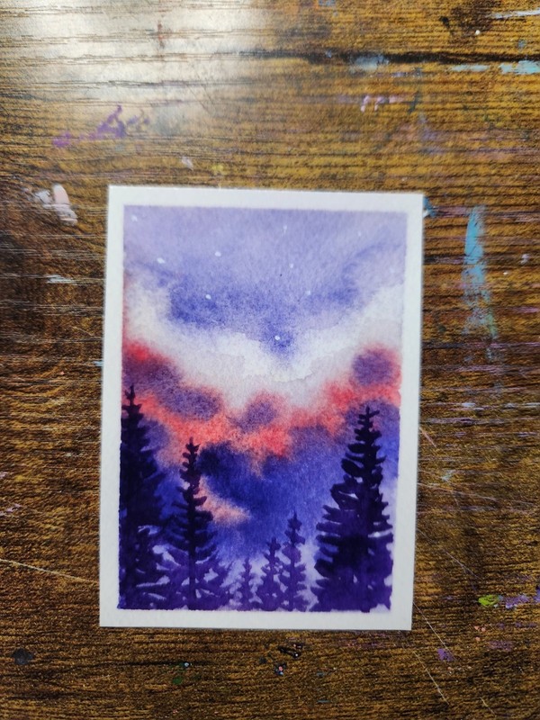 ACEO *Art Print Original Watercolor Sunset 2.5x3.5