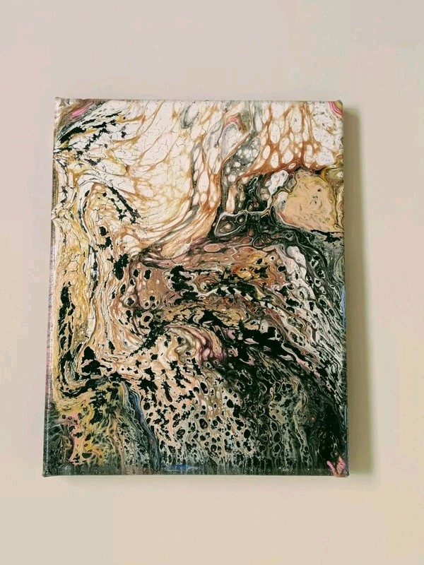 Studio Artists ORIGINAL Painting Fluid Art Pour On Canvas 8×10 Signed Acrylic