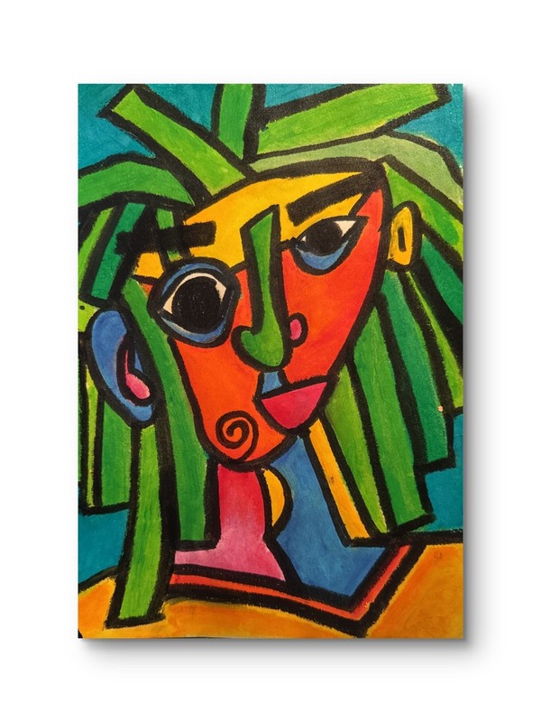 Mixed Media Colorful Cubism Original Artwork Heavy weight Paper