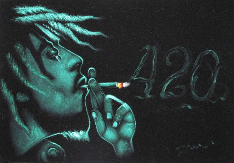 Bob Marley portrait by Zenon, size 16″x11″, original oil on black velvet JM163