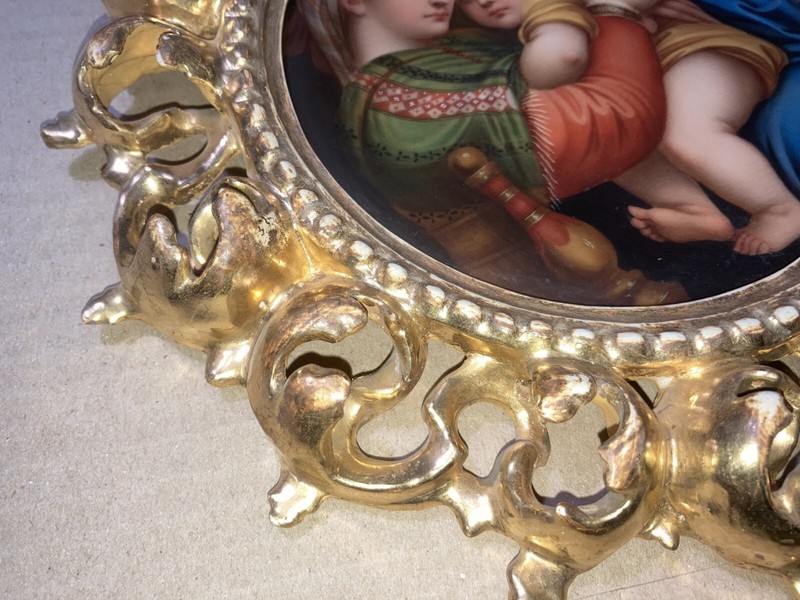 Madonna della Seggiola Raffaello porcelain 19th century unique frame Firenze gallery