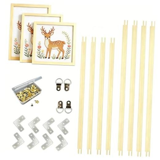 Mluyeri Needlepoint Stretcher Bars, 8Pcs Wooden Canvas Frame Kit with 50 Tacks