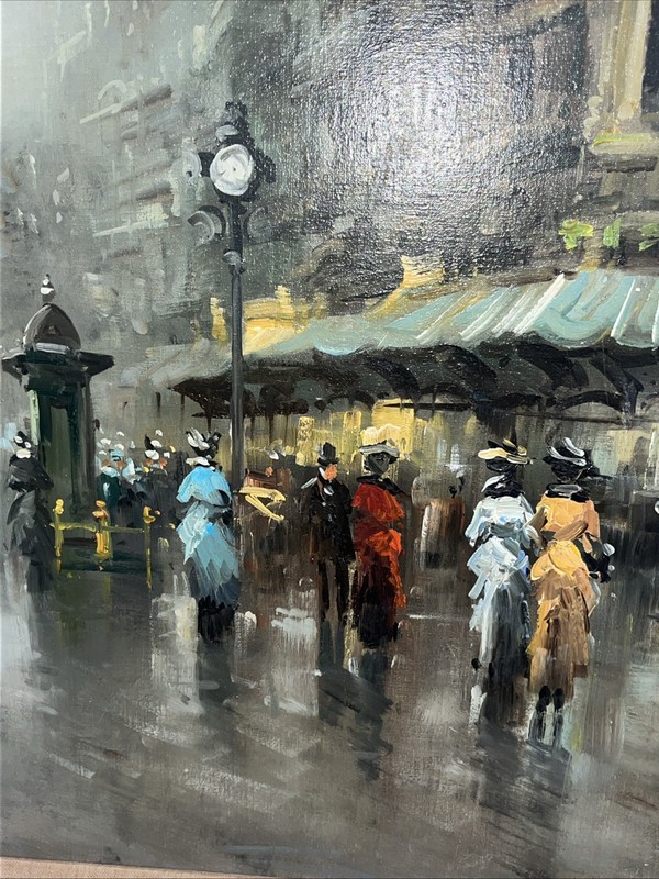 Antonio DeVity Large Oil Painting Original Studio Stamped Parisian Streets LARGE gallery