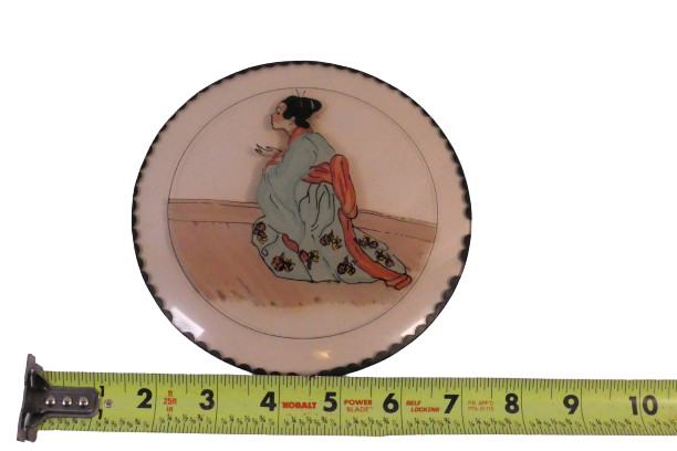 Edna Lewis Studios Reverse Painted Convex Glass Geisha Baltimore MD 1930s gallery