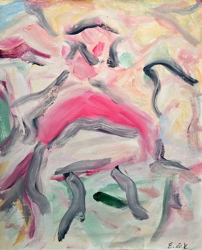 Elaine De Kooning Signed Abstract Expressionist Canvas – American Art