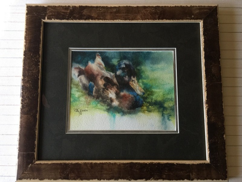 Patty Jacobs Duck Original Watercolor, Signed, Framed, 11″ x 8″ (Image)
