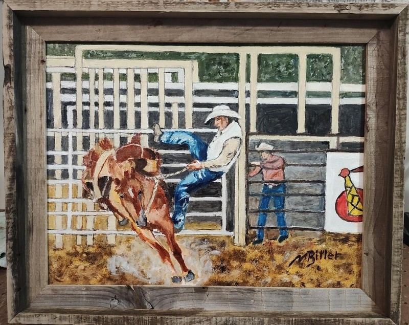 Original Western OIl Painting «Short Ride» by Marc Bitler
