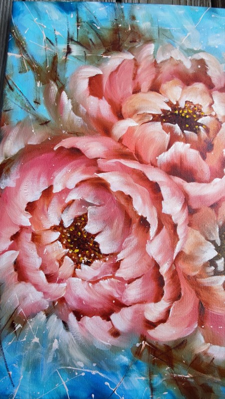 100% Original Oil Painting 20"x16" Impressionism Pink Peonies Flowers gallery