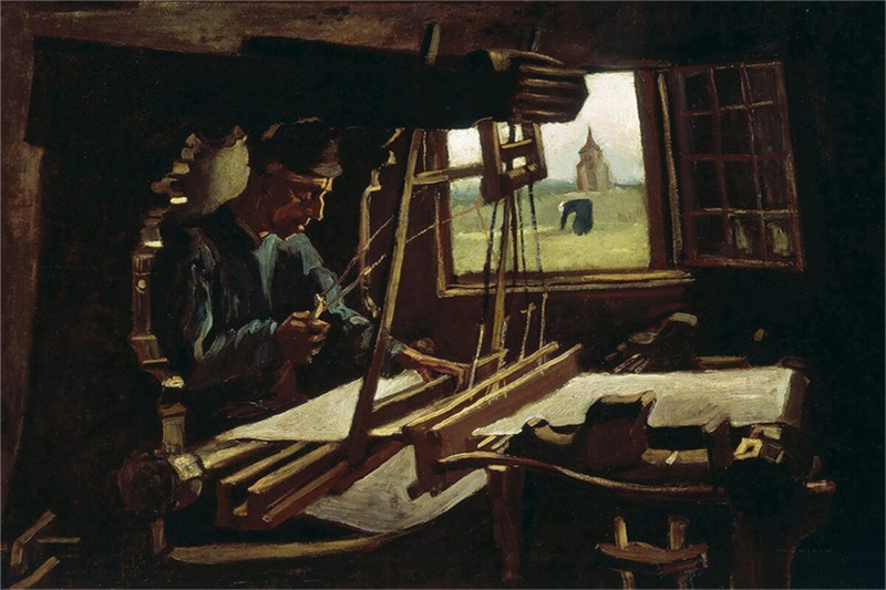 Vincent van Gogh Hand-painted Oil Painting Weaver near an Open Window 12*18in