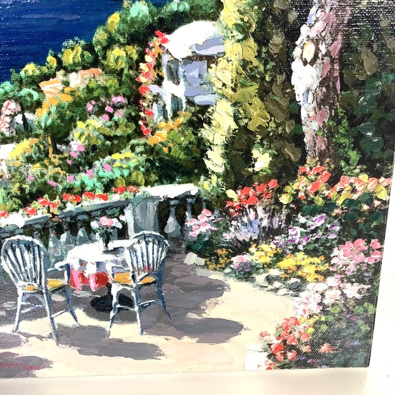 S Sam Park Embellished Giclee Serigraph on Canvas Bright Colorful Coastal Scene gallery