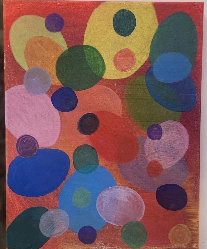 Mid Century Modern Abstract Acrylic Painting Colorful Art Original 11x14 gallery
